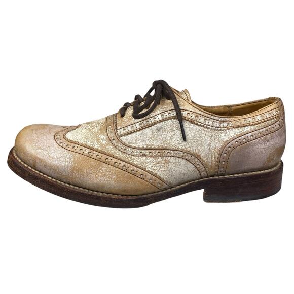 Bed Stu Men’s Lita Tan Distressed Leather Wingtip Oxford Size US 8.5 - Picture 3 of 11